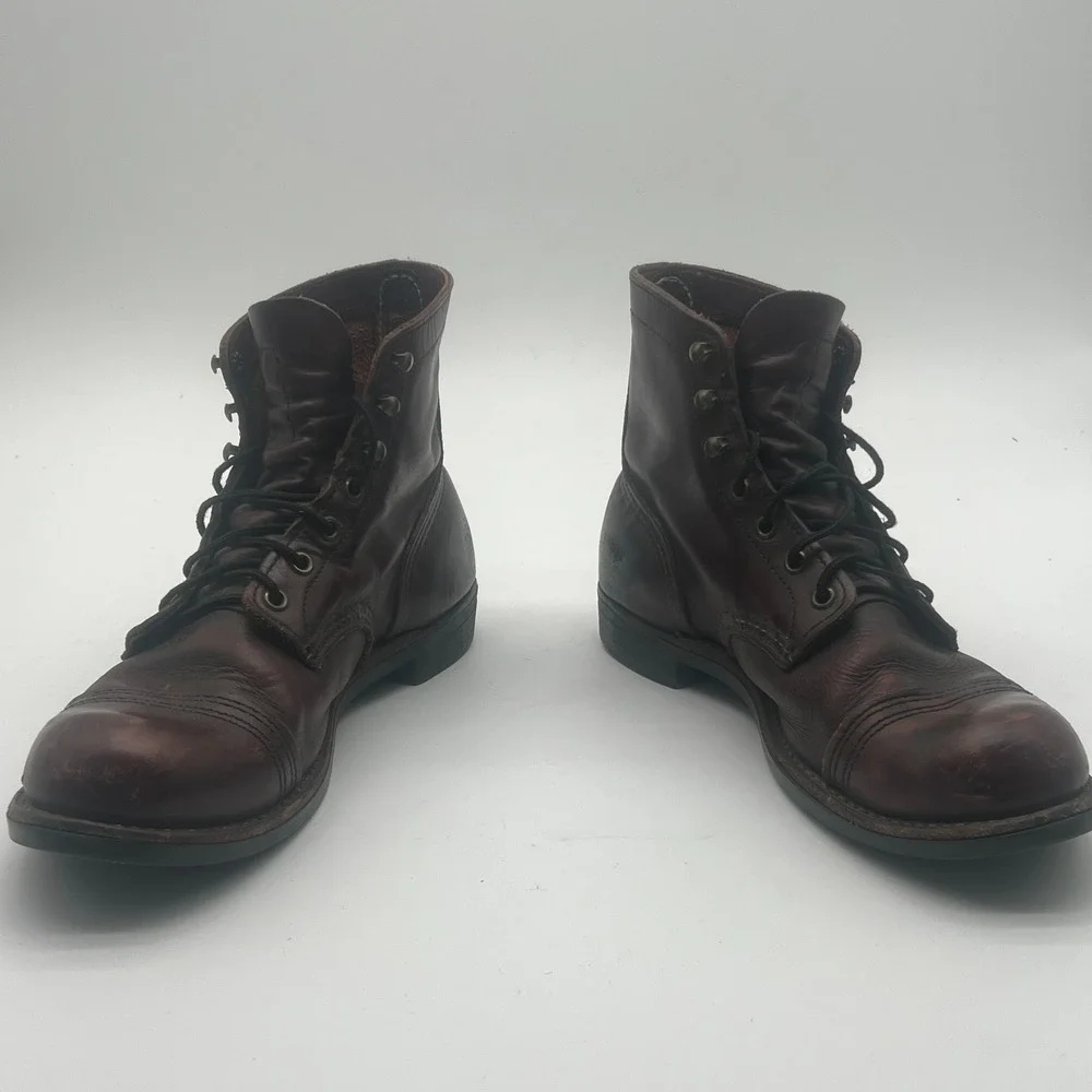 Vintage Red Wing 8119 Heritage Iron Ranger Oxblood Leather Boots Mens 8.5 D USA
